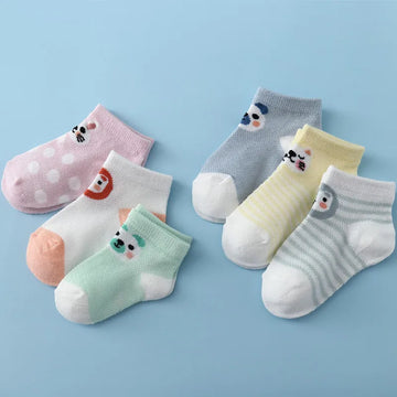 Lawadka 5Pairs/Lot Summer Thin Newborn Baby Socks Cotton Infant Boys Girls Floor Sock Casual Cartoon Toddler Clothes Accesories