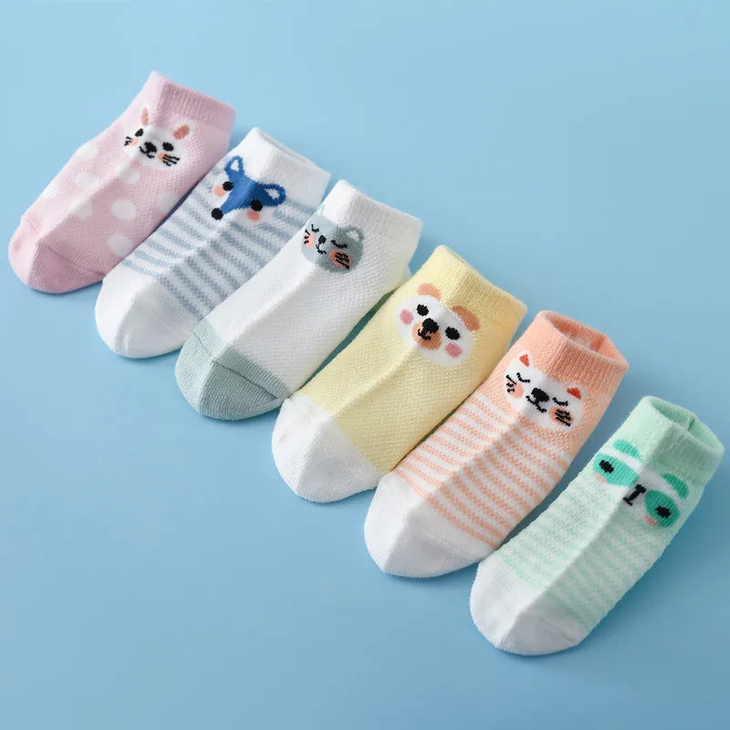 Lawadka 5Pairs/Lot Summer Thin Newborn Baby Socks Cotton Infant Boys Girls Floor Sock Casual Cartoon Toddler Clothes Accesories