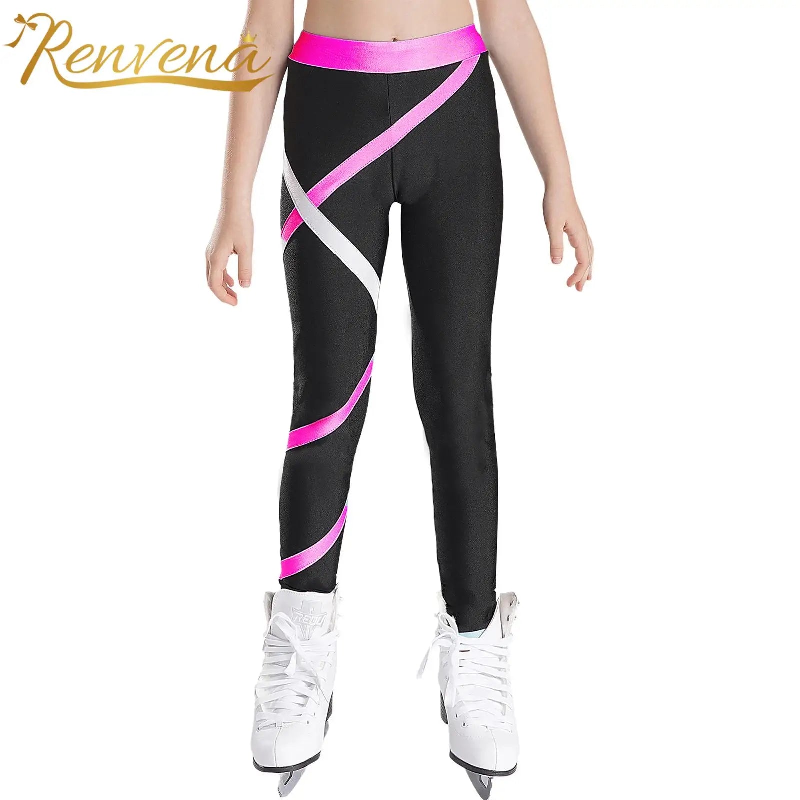 Kids Leggings for Girls Colorblock Sweatpants Yoga Pants Dance Sports Bottoms Trousers Children Ice Skating Leging Pencil Pants