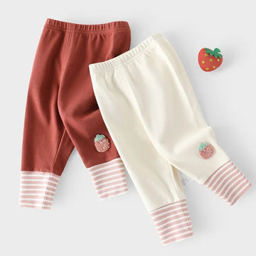 Spring Autumn Casual Cotton Knitted Trousers For Girls Pants Cute Cartoon Baby Kids Leggings 1-5 Years Toddler Children Clothing