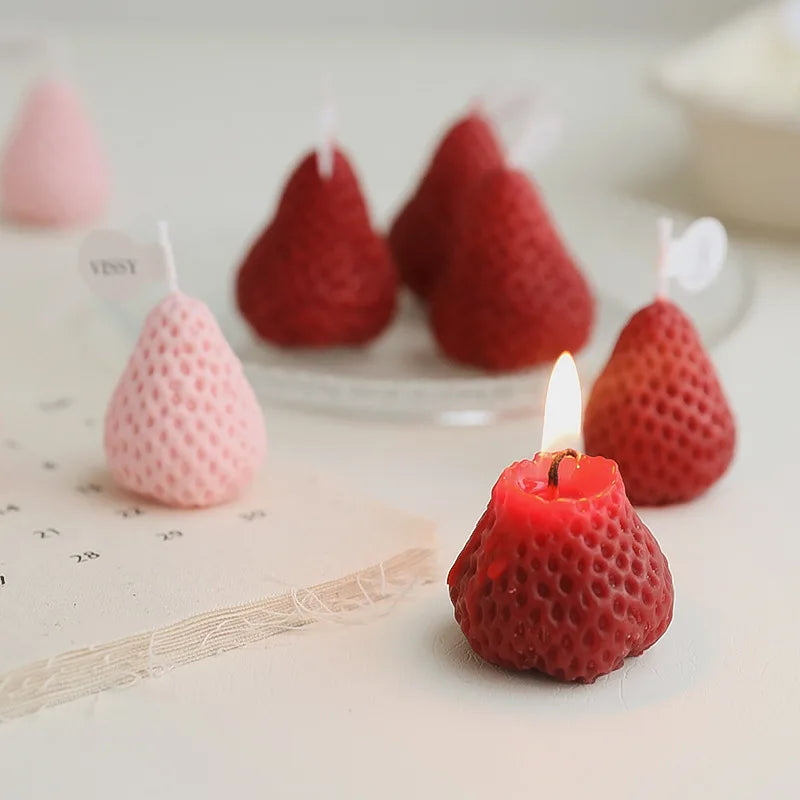 6/9pcs Strawberry Candles Soy Wax Aromatherapy Scented Candles Cake Party Home Decoration Creative Birthday Wedding Gift