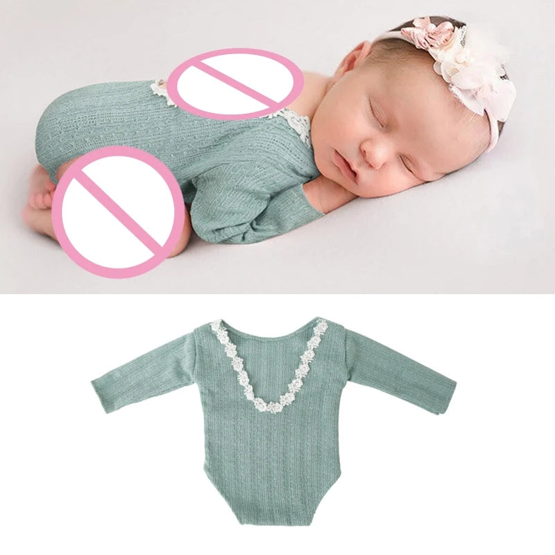 Infant Photo Props Photography Clothes Backless Lace Rompers Newborn Shower Gift