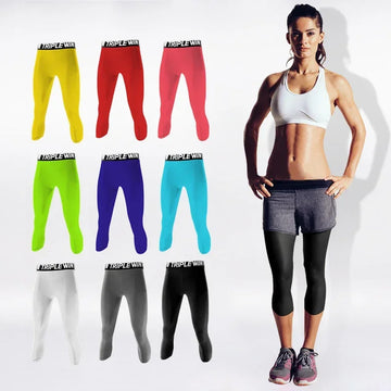 Summer Women Capri Running Tights Pants Female Basketball Football Soccer Fitness Exercise Sport 3/4 Cropped Leggings Shorts J41